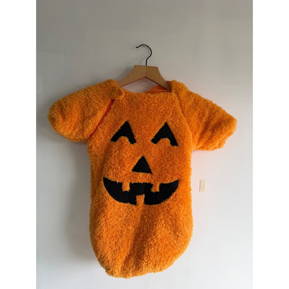 Spirit Halloween Infant Pumpkin Costume Orange Sherpa Jack-O-Lantern 0-6 Months